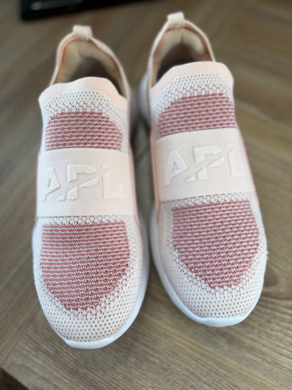 APL Women’s Slip-On Knit Sneakers in Blush Pink and Rose